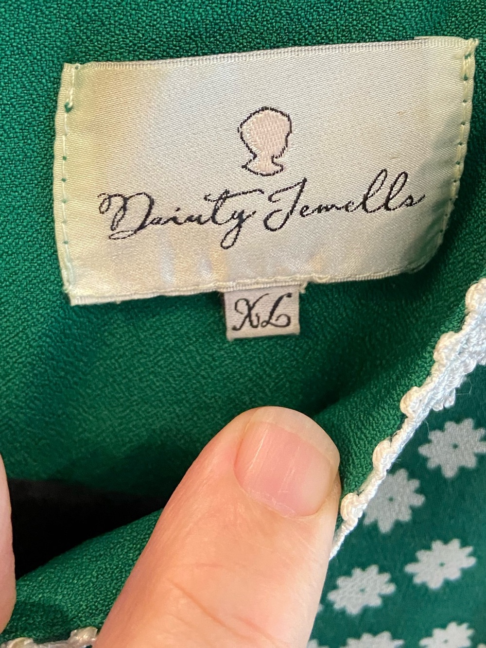 Dainty Jewells Green Polka Dot Tiered Maxi Dress with White Lace Trim - Picture 2 of 5